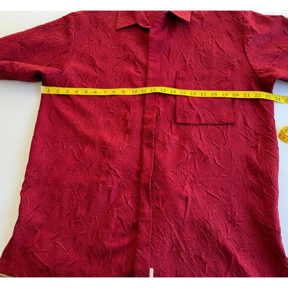 Bosco Uomo Shirt Men Large Red Textured Short Sleeve Button Up Vintage 70s 80s - Picture 4 of 13